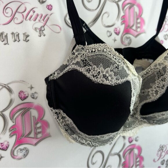 Bra lace black cream jewel dangly detail crystal beaded cupped sexy bra - Picture 5 of 10